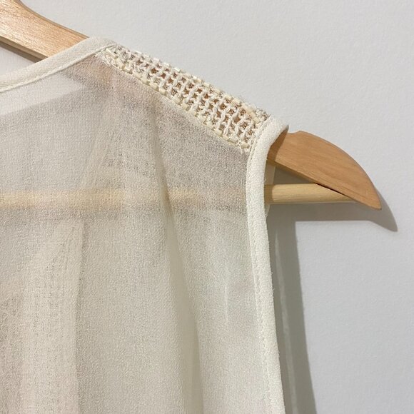 NWOT Zara Sheer Ivory White Tank Top Blouse with Open Work Bead Embroidery Boho - Picture 12 of 12